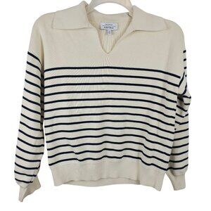 &OtherStories Women M Casual Knit Winter Fall Harvest White Black Stripe Sweater